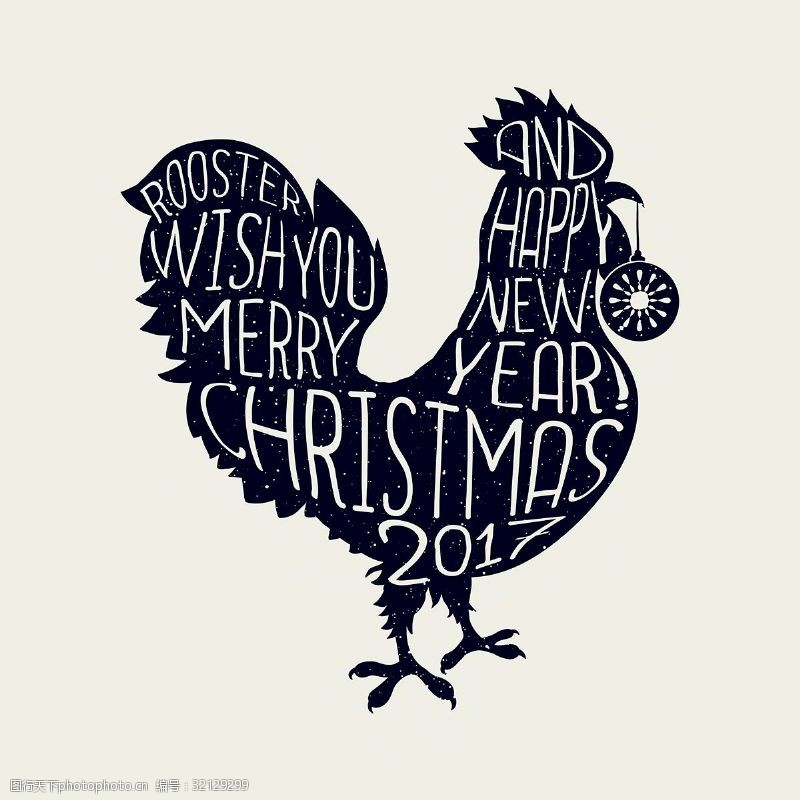 公鸡新年背景公鸡祝你圣诞快乐新年快乐