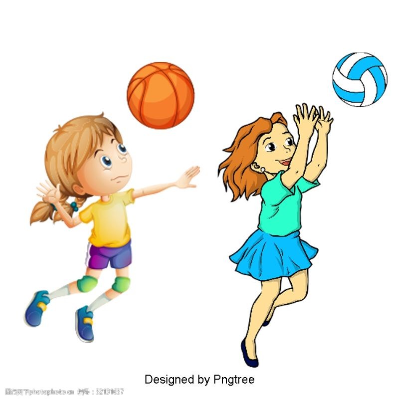 打排球美丽酷卡通人物体育活动玩法