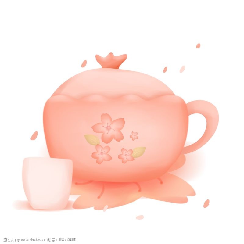 陶瓷碗樱花季粉色水壶盖碗