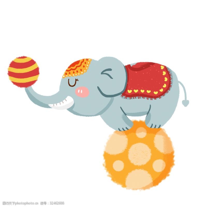 可爱的小象大象在玩杂技免抠图