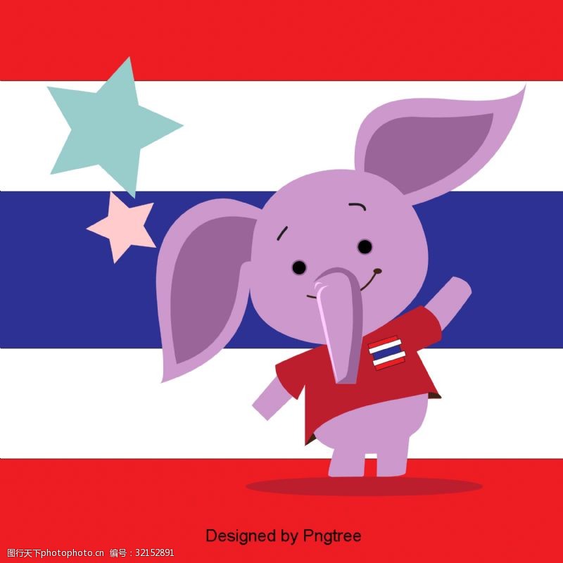 泰国国旗泰国大象戴着国旗
