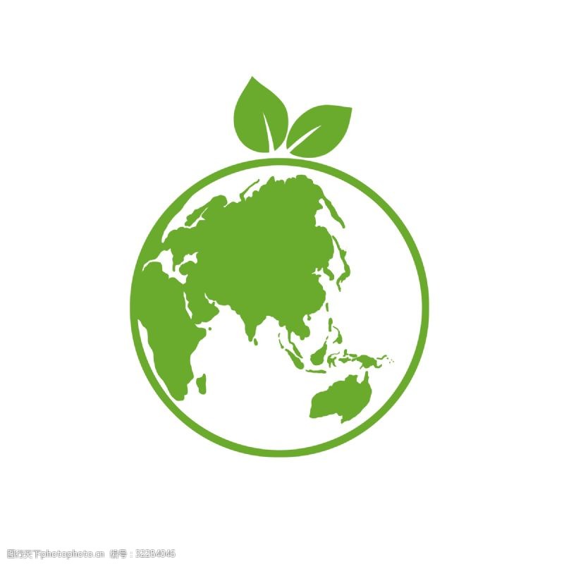 能源手绘卡通地球绿叶环保免抠图