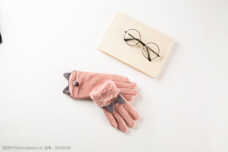 棉手套韩版多色麂皮绒女士手套摄影图22