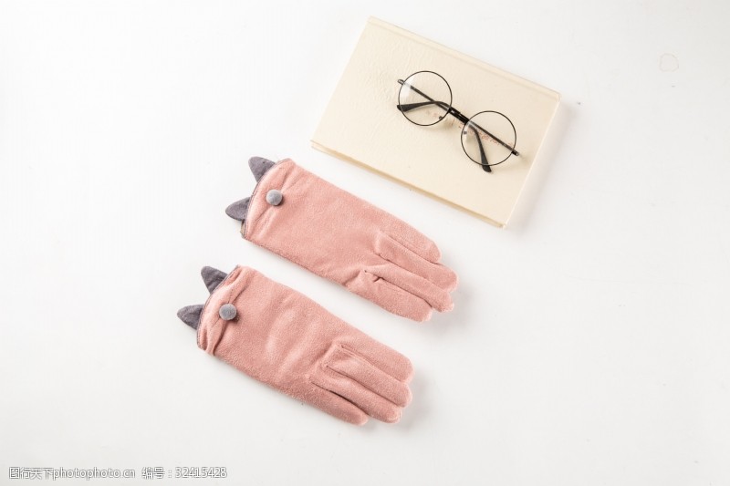 棉手套韩版多色麂皮绒女士手套摄影图25