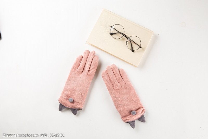 棉手套韩版多色麂皮绒女士手套摄影图28