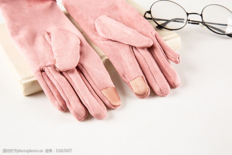 棉手套韩版多色麂皮绒女士手套摄影图31