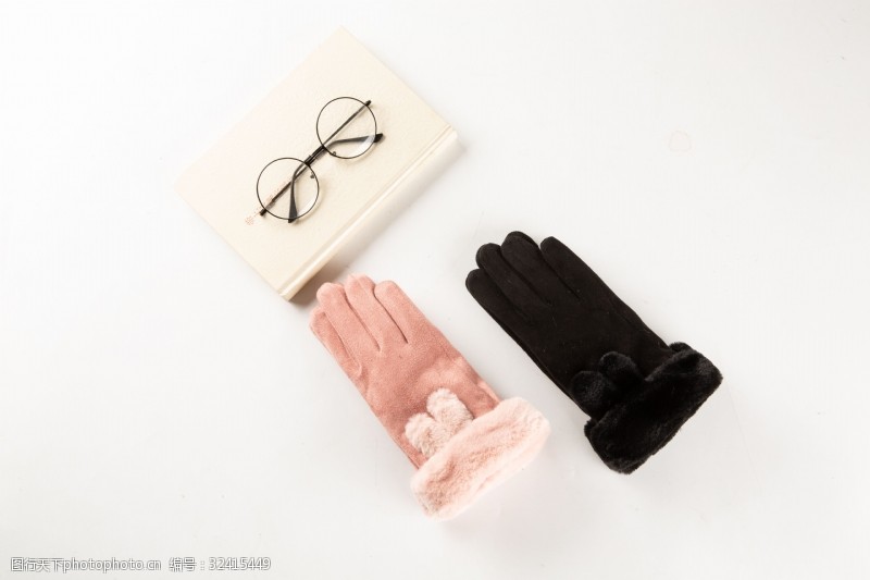 棉手套韩版多色麂皮绒女士手套摄影图32