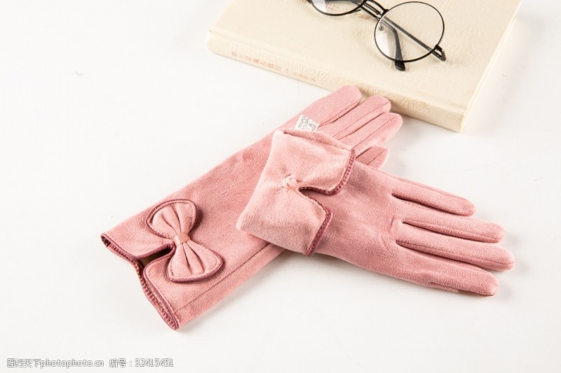棉手套韩版多色麂皮绒女士手套摄影图34