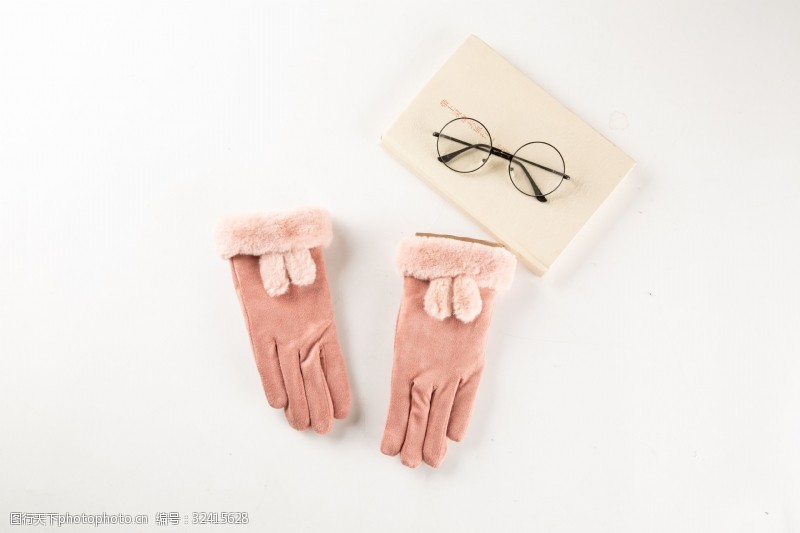 棉手套韩版多色女士麂皮绒手套摄影图5