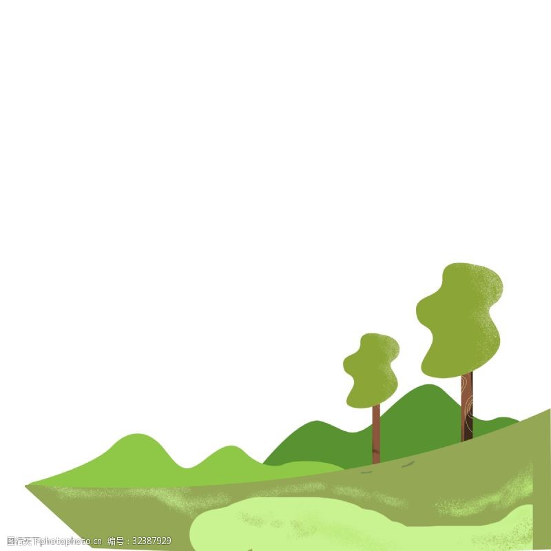 卡通绿色森林免抠图