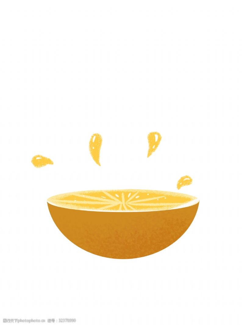 鲜桔柠檬清新风格果汁喷溅插画PNG图片