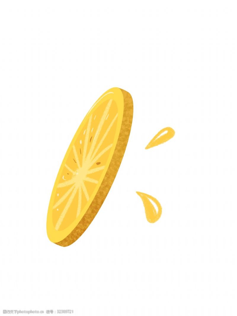 鲜桔柠檬清新风格果汁喷溅插画PNG图片