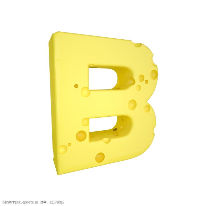 立体字母C4D创意奶酪字母B装饰