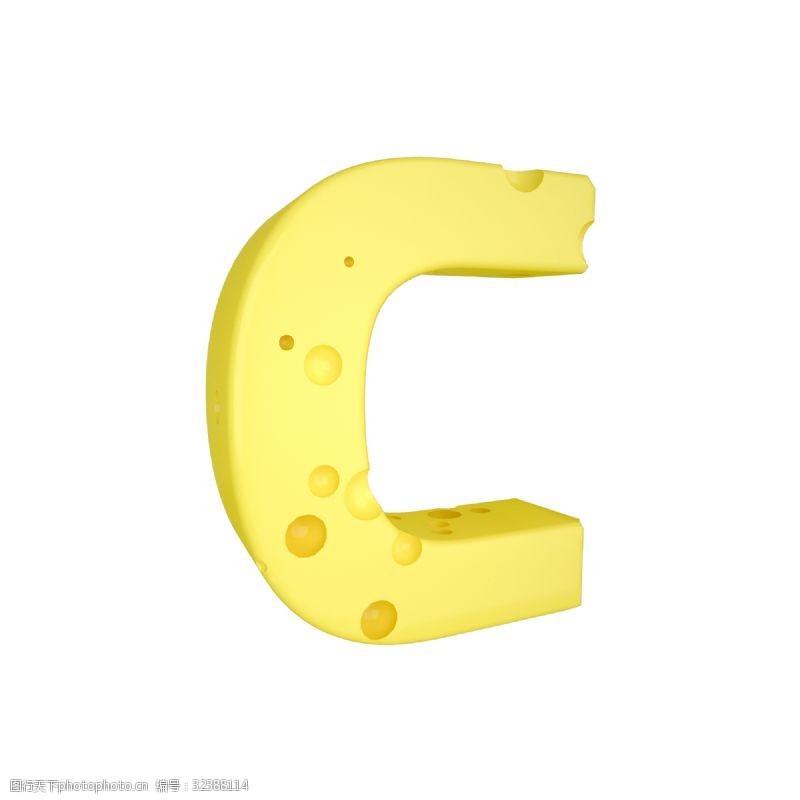 立体字母C4D创意奶酪字母C装饰