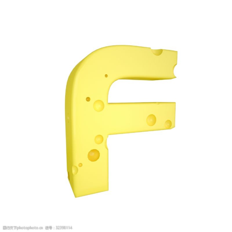 立体字母C4D创意奶酪字母F装饰