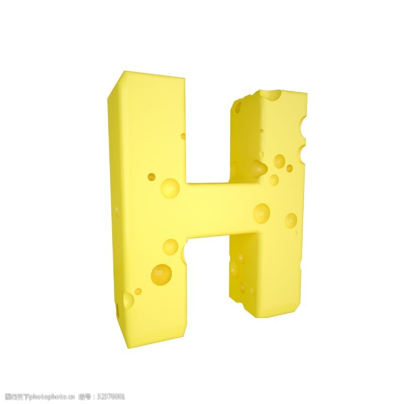 立体字母C4D创意奶酪字母H装饰