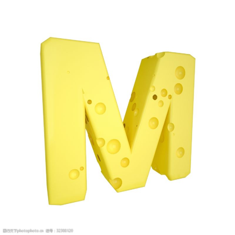 立体字母C4D创意奶酪字母M装饰