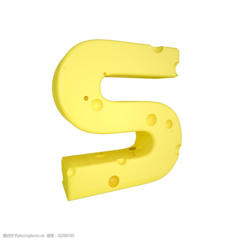 立体字母C4D创意奶酪字母S装饰