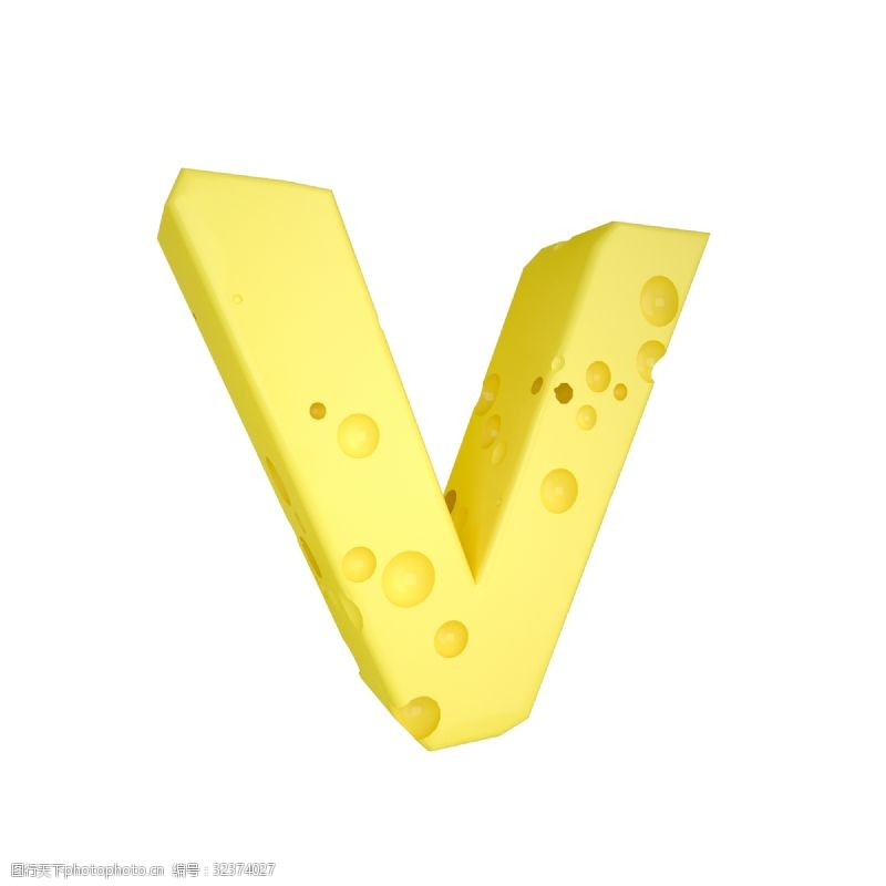立体字母C4D创意奶酪字母V装饰