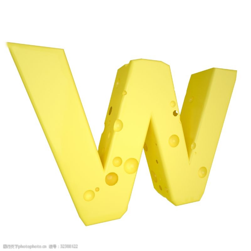 立体字母C4D创意奶酪字母W装饰
