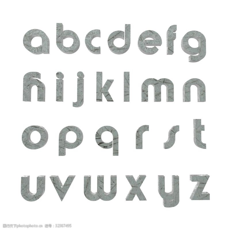 立体字母石头纹理3D英文字母