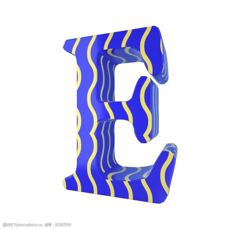 C4D孟菲斯风格立体字母E装饰