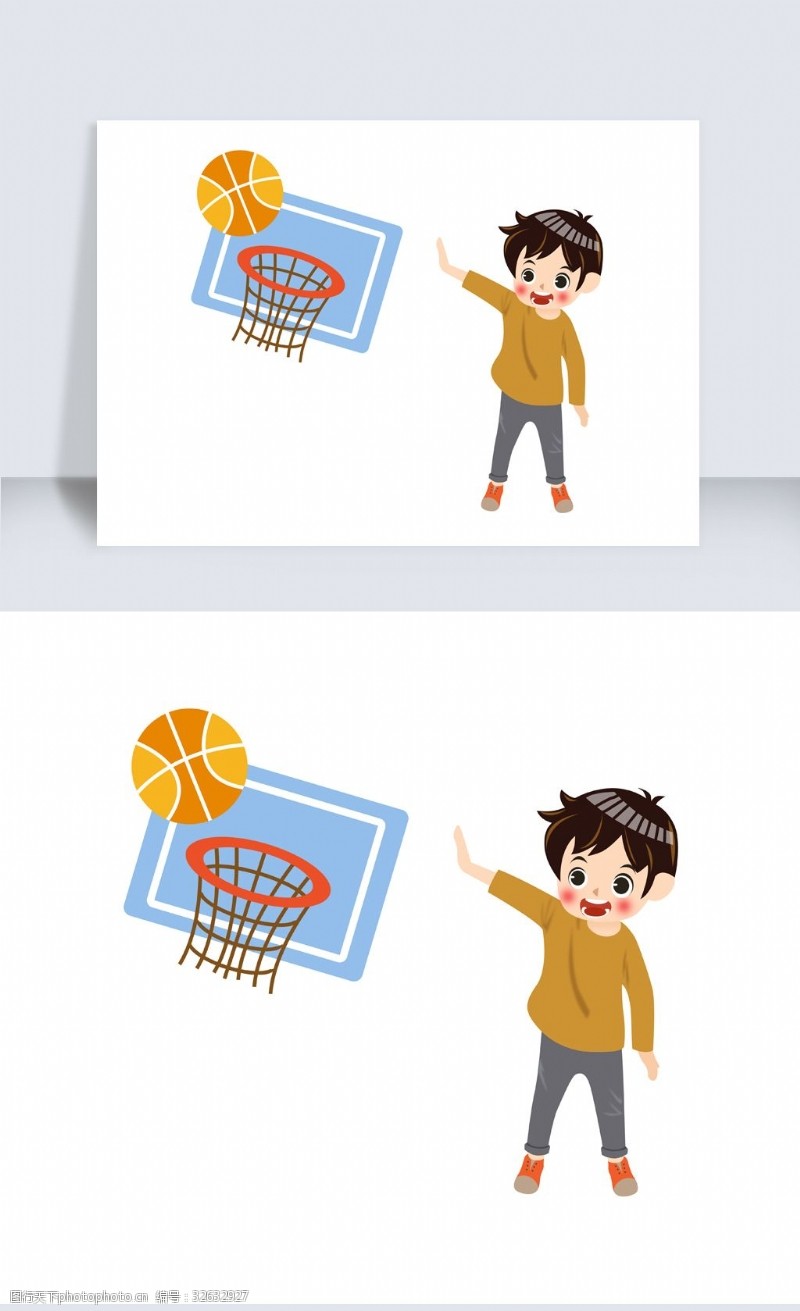 运动跃动打篮球卡通人物