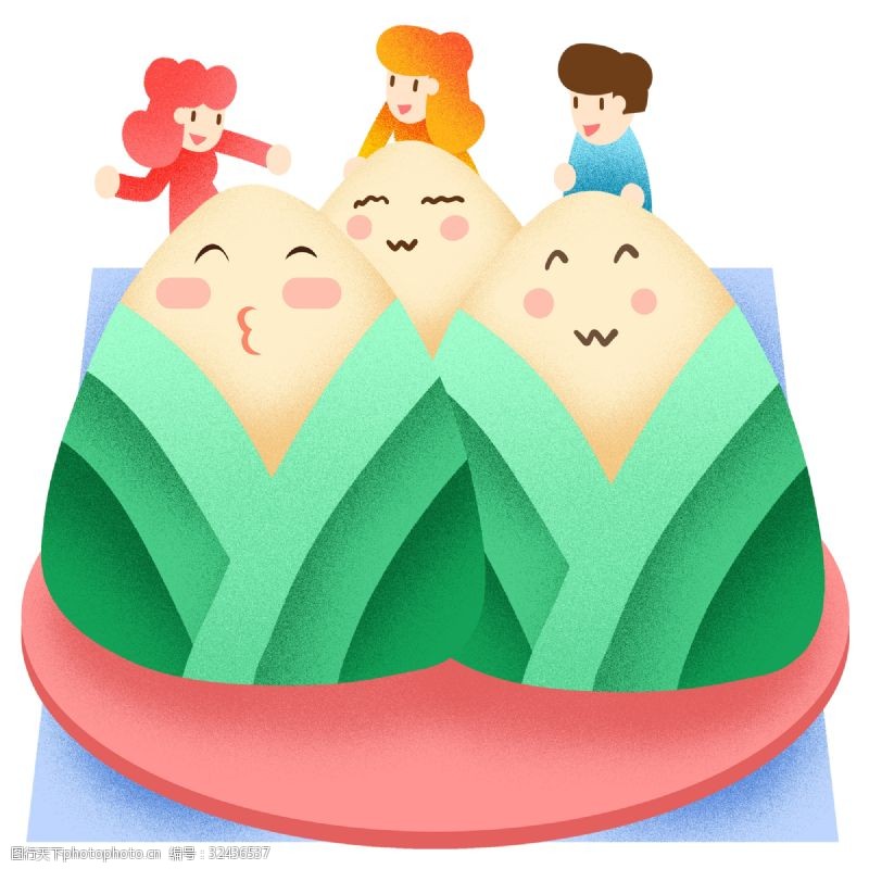 q版粽子端午节可爱的拟人粽子插画