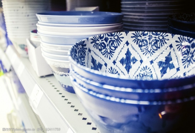 陶瓷碗蓝白的陶瓷印花碗