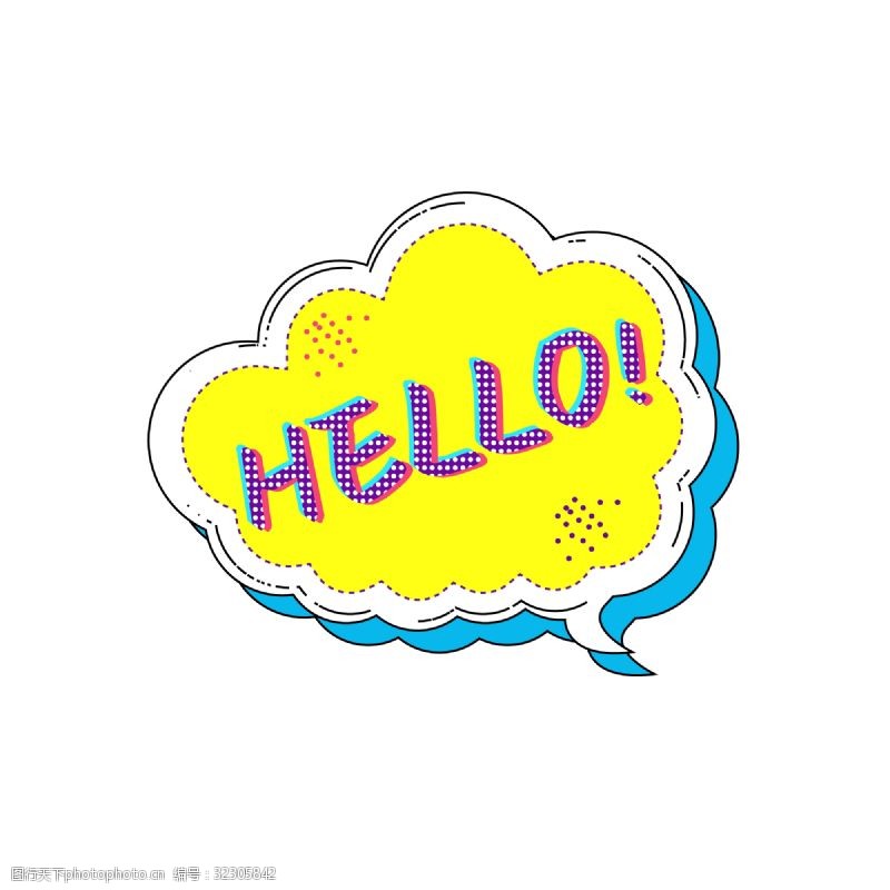黄白色hello语言框