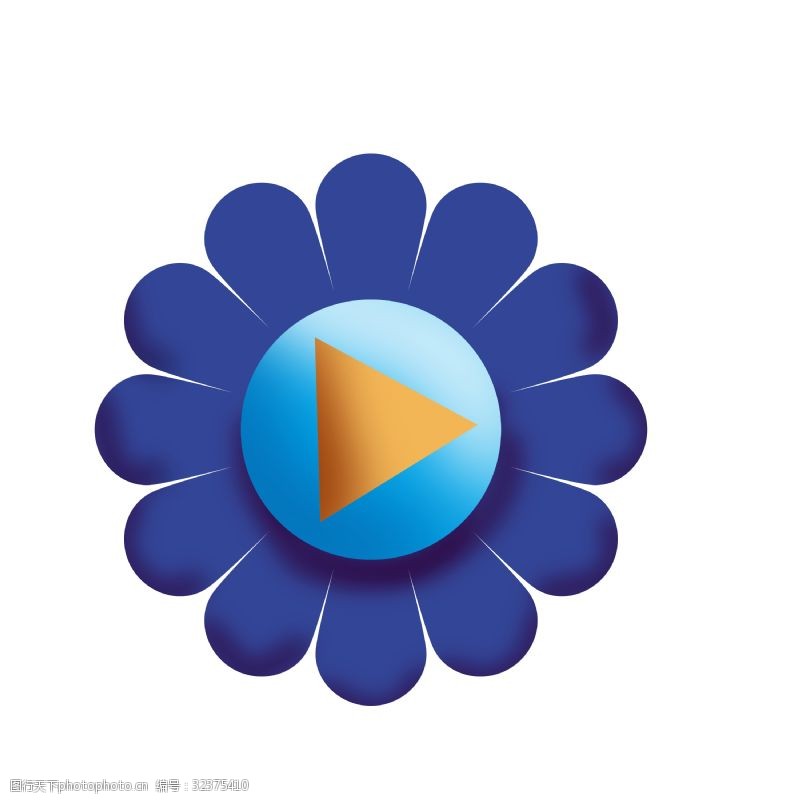 漂亮的花朵蓝色花朵按钮插画
