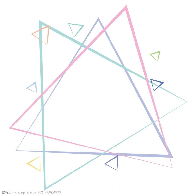 三角龙柔色三角线条组合边框矢量免抠