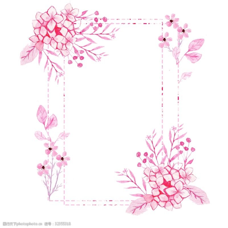 独特的粉色水彩花环插画