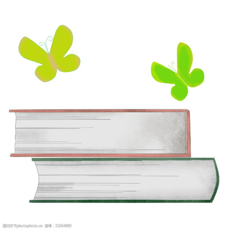 绿色的书本叠起的书本植物插图