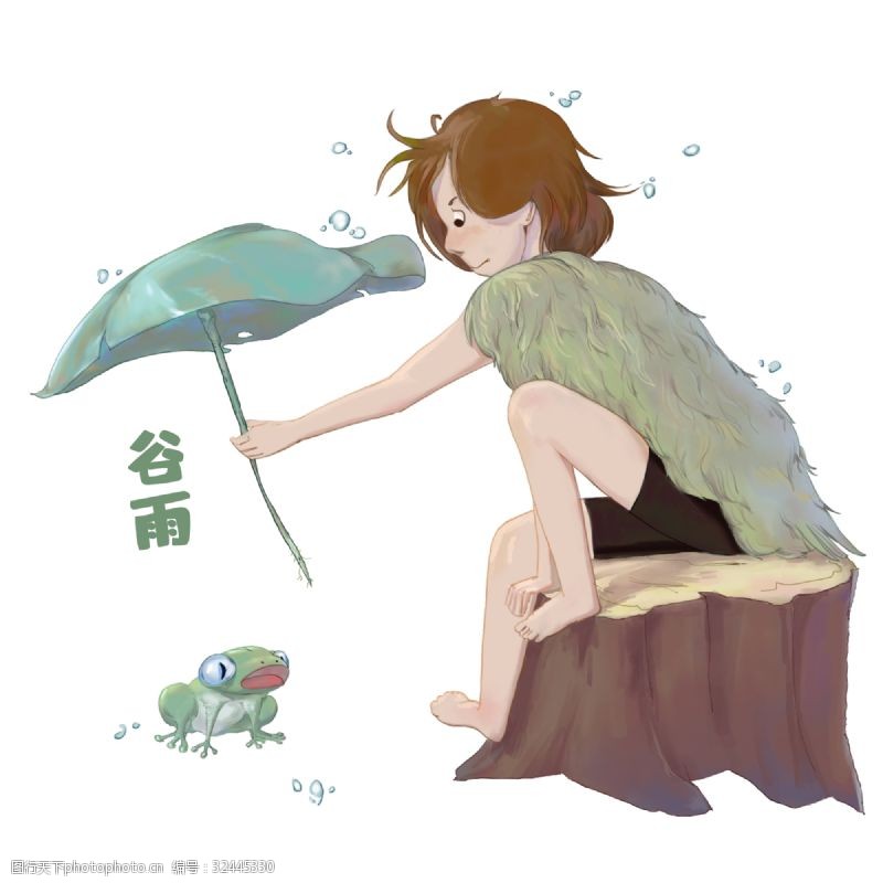 打伞人谷雨男孩给青蛙打伞