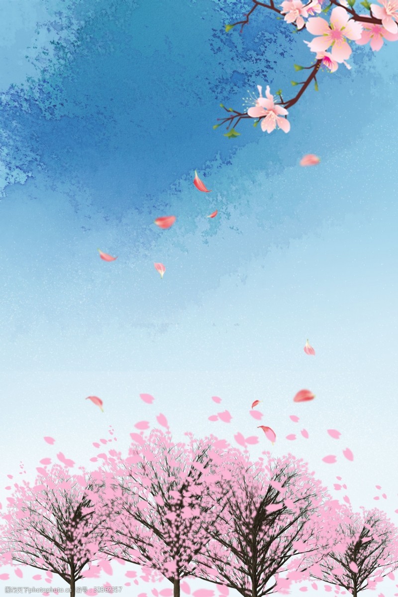 赏樱花中国风唯美杜鹃花春季旅游海报