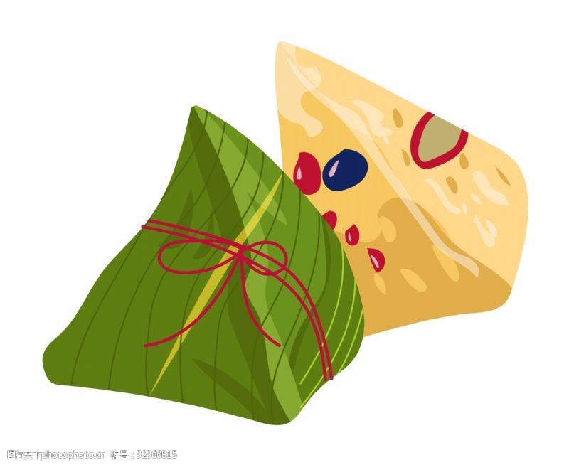 绿色的粽子端午节美食粽子插画