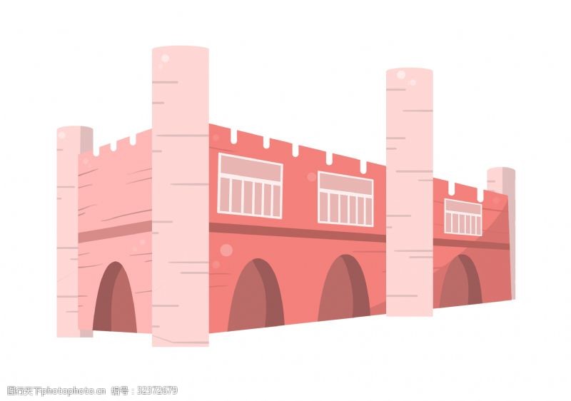 粉色的城堡装饰插画