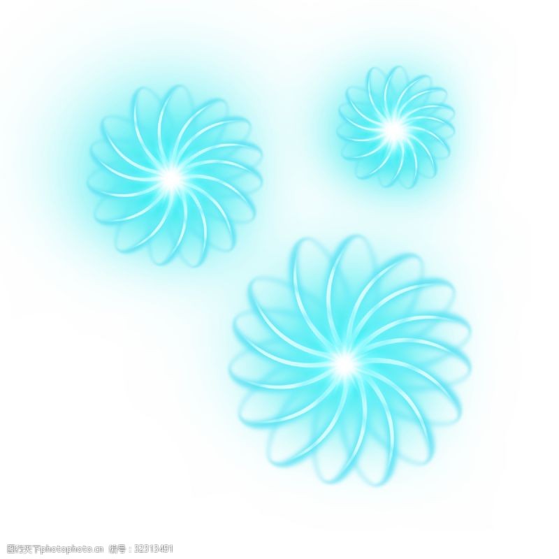 能源光感旋转花瓣耀光蓝色科技花瓣科装饰饰品PNG