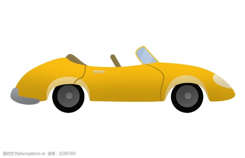 黄色的敞篷汽车插画