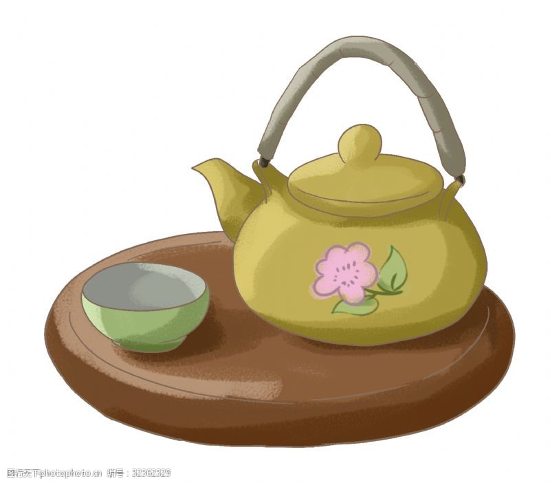 陶瓷碗黄色陶瓷茶壶插图