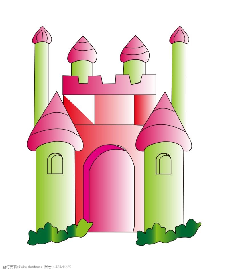 可爱的粉色城堡插画