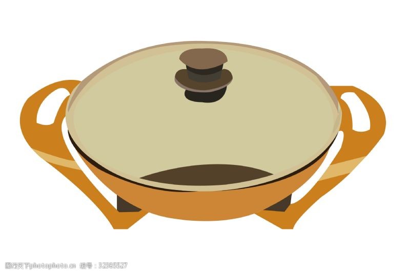 卡通厨房用具热水厨具锅的插画