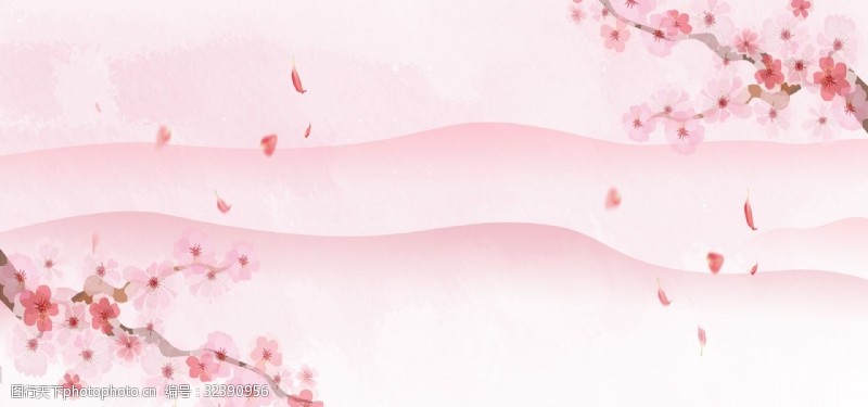 日系简约樱花主题粉色背景图