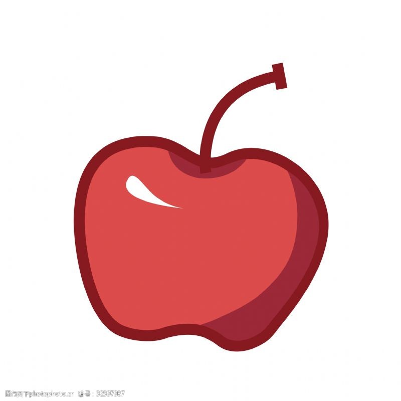 可爱的小象矢量图红色的小苹果