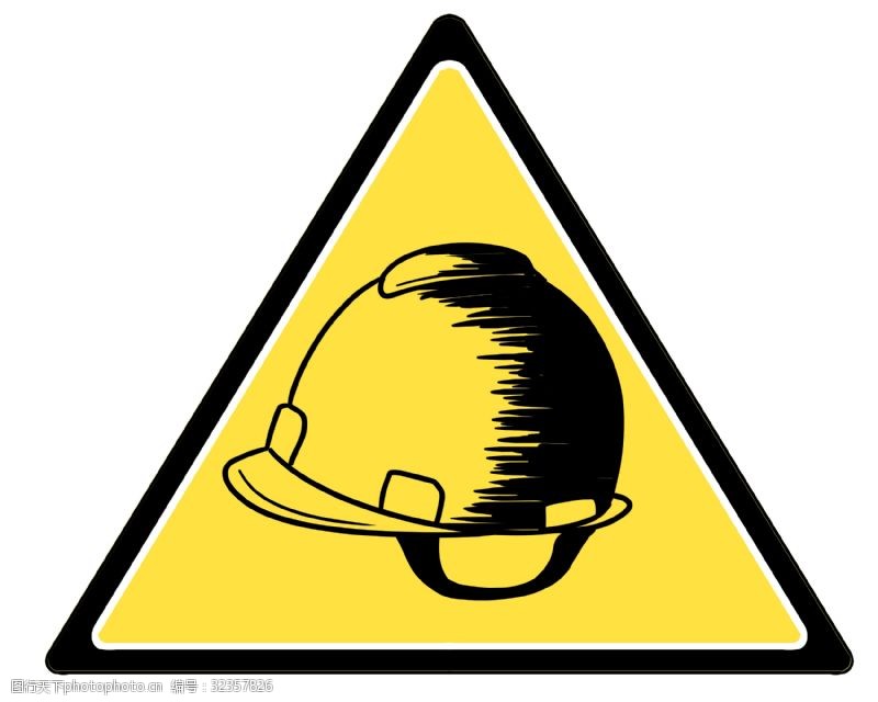 安全警示牌注意安全防护帽插画