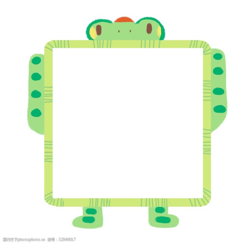 绿色青蛙61儿童节主题边框PNG图片