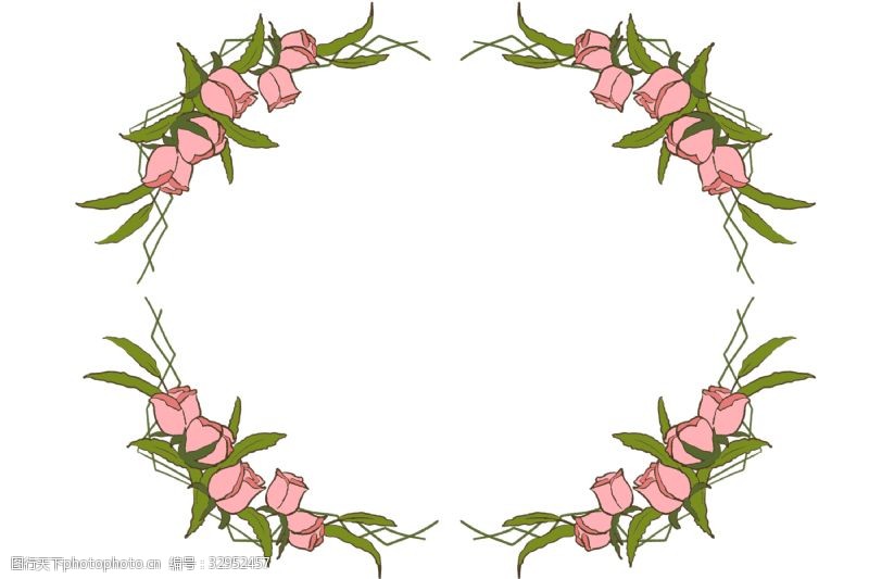 精美的边框粉色的小花边框插画