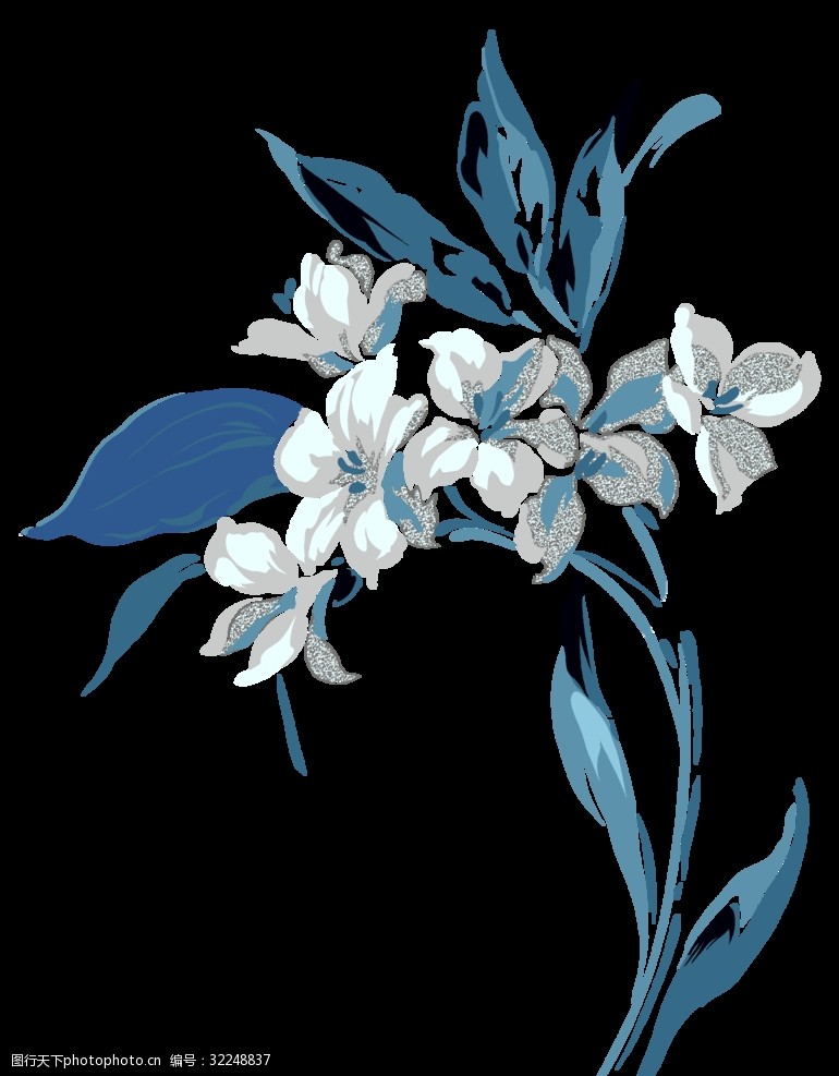 时尚画册蓝色花朵素材