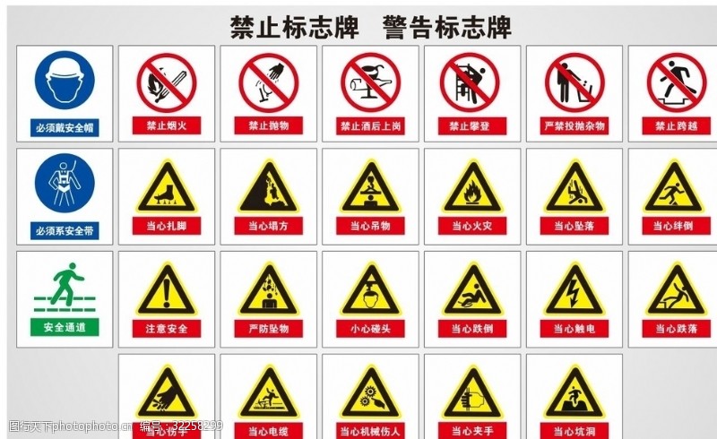 安全警示牌禁止标识警告标志